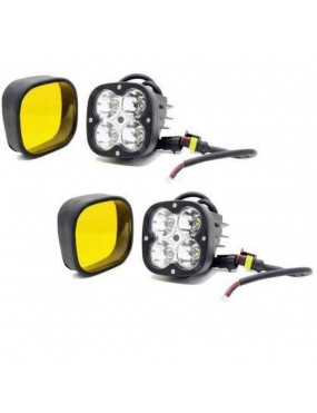 Acube Mart HJG 4 LED CREE Fog Light Auxiliary Light for All Motorcycles 60w each with Yellow Cover (2 pc) 
