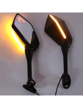 Acube Mart arrow light Rear View Side Mirrors with ruuning LED Turn Signal Light For Universal Motorcycle black