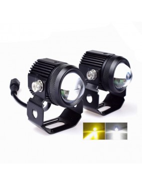 Acube Mart LED Mini Drive Fog Light Lamp with Hi/Low, Cars and Motorcycles (White & Yellow) 2Pcs