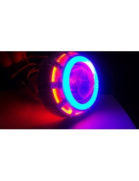 Acube Mart Lamp Led Headlight Lens Projector (High Beam, Low Beam, Flasher Function) for - All Bikes (Blue,Red and White)