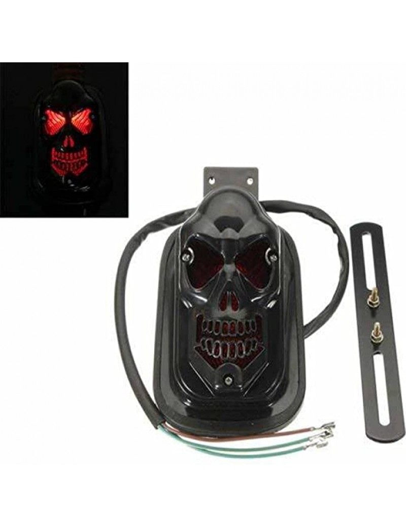 Acube Mart ail Light, Brake Light LED Skull Light Compatible for Royal Enfield, Harley Davidson Universal for Bike Pack of 1 (Black)