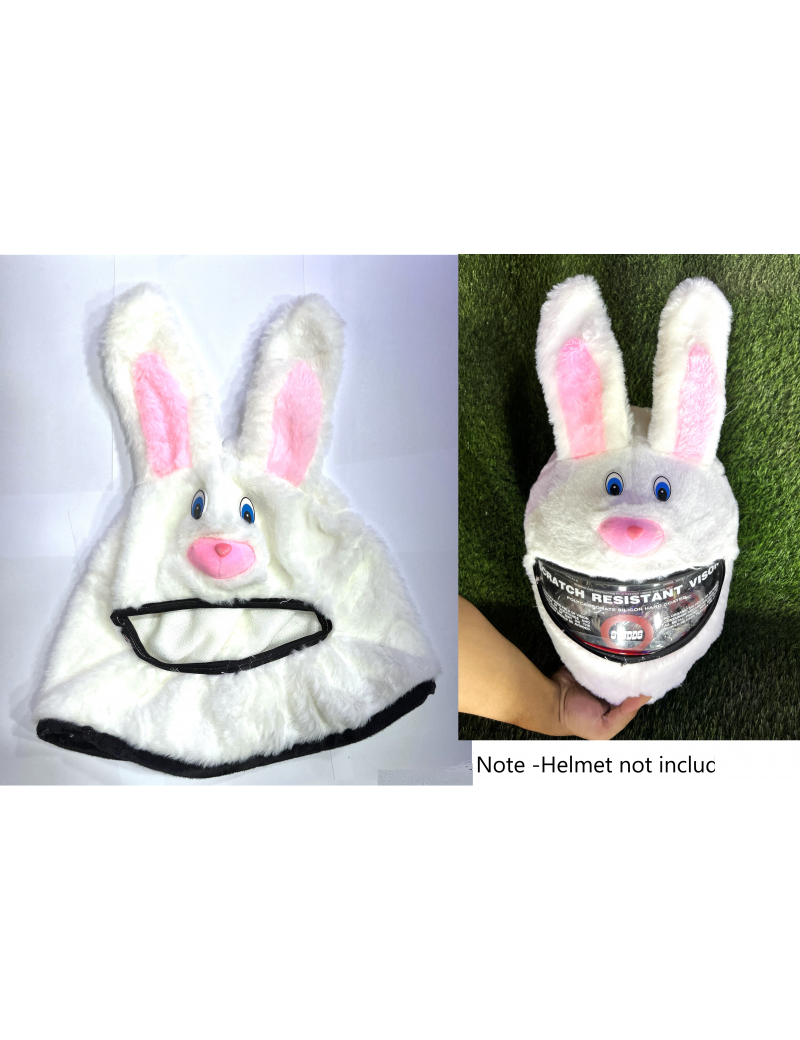 Acube Mart Helmet Cover for Motorcycle Bunny Helmet Cover for Full Helmets Cartoon Protective Cover white HC-04