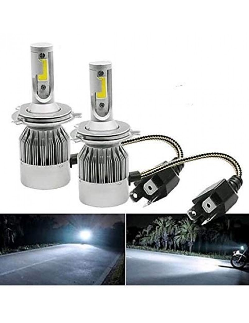 Acube Mart 6 H4 6000K LED Headlight Conversion Bulb for Car and Bike (2 Pieces Set Box)