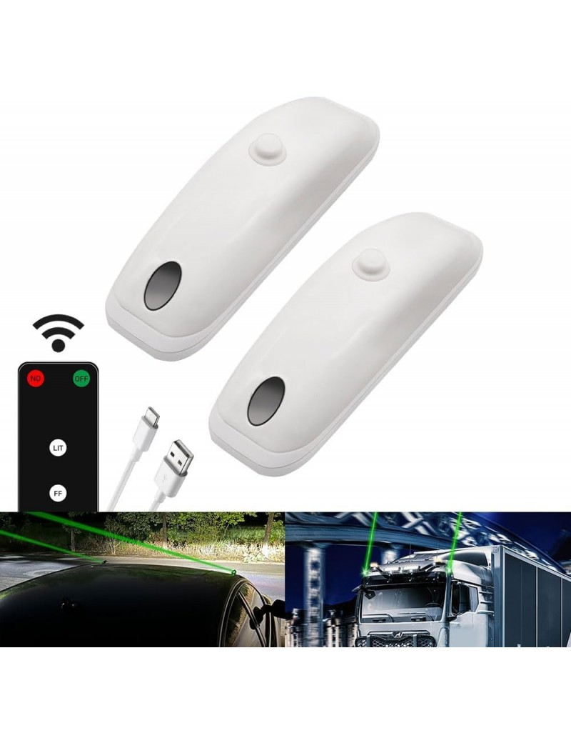 Acube Mart 2PCS Car Roof Laser Lights Remote Long Dynamic Green Laser Light (White 2pcs)