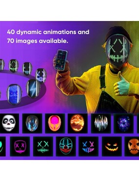 Acube Mart LED face Mask with Bluetooth Programmable, Rechargeable Led Mask Light Up Mask for Adults Halloween, Costume Cosplay Masquerade Party