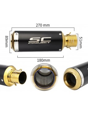 Acube Mart SC Project exhaust Muffler system Black Gold universal for bike gold edition