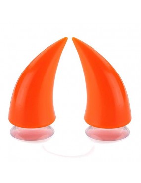 Acube Mart Helmet Horn with Suction Rubber Pad for All Bikes and Motorcycles, orange (Pack of 2)