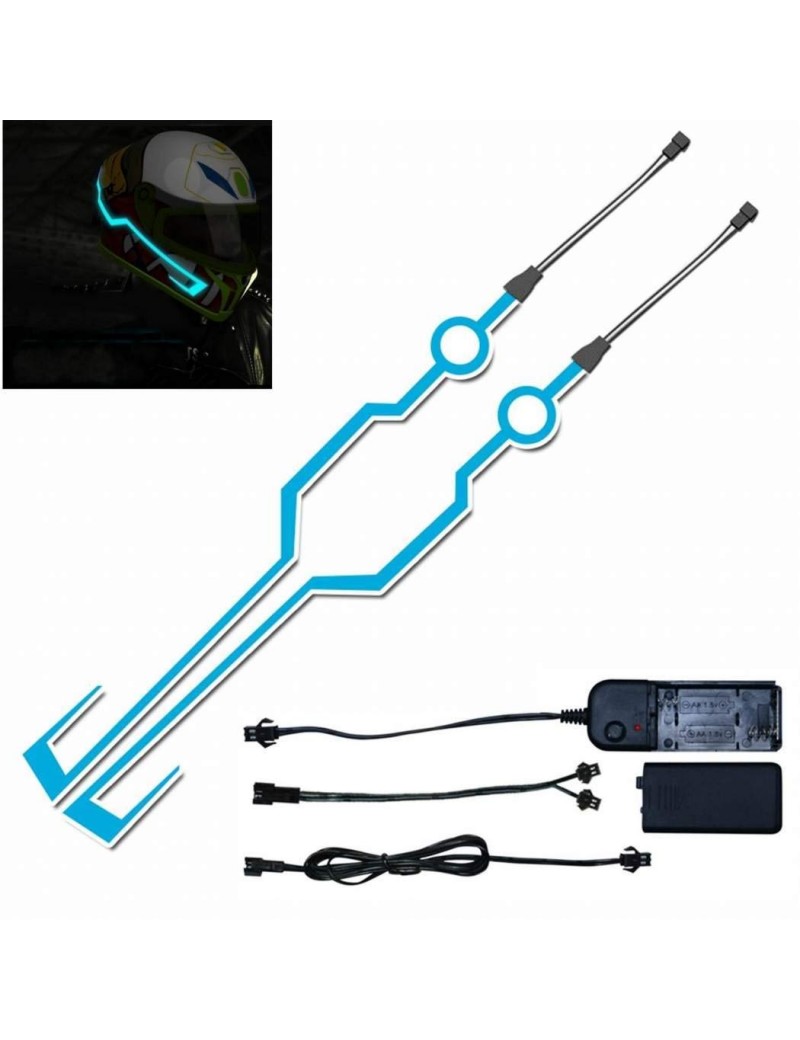 Acube Mart Motorcycle Bike Helmet Led Light Strip Kit Bar 3 Modes with 2 strips (blue)