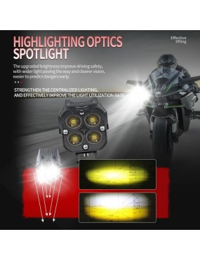 Acube Mart 3 in 1 HJG original Fog Light 120W-12V (Red + White + Yellow) 4 LED Laser Spotlight For Bike/Car/Thar/Jeep