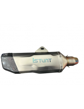Acube Mart i stunt exhaust Universal Bike Exhaust For -Universal Modified Fitment Will Fit On Most All Bike (silver carbon tip)