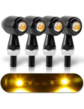 Acube Mart mini jet Metal Bullet Turn Signals Motorcycle LED Blinkers Lights Universal Small Front Rear Indicator Compatible with universal for all bike yellow (4pc)