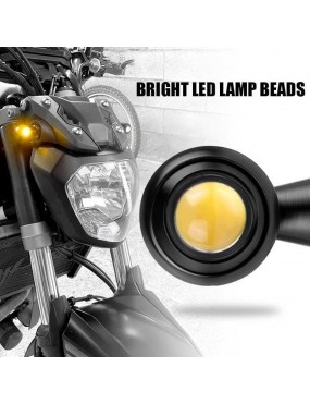 Acube Mart mini jet Metal Bullet Turn Signals Motorcycle LED Blinkers Lights Universal Small Front Rear Indicator Compatible with universal for all bike yellow (2pc)