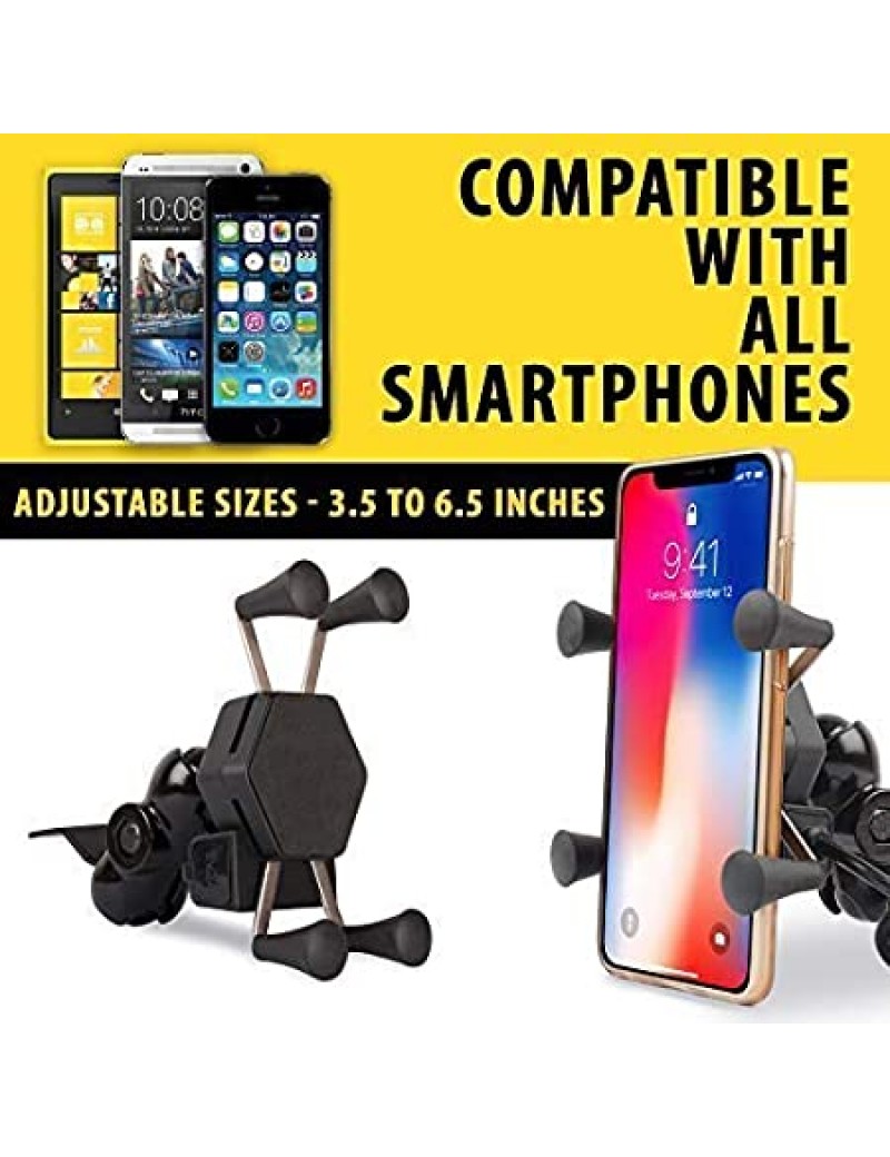 Acube Mart Spider Bike Multifunctional Mobile Holder with USB Charger Mototrcycle Mobile Holder Bracket