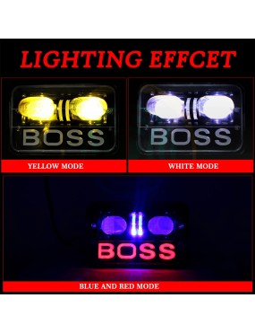 Acube Mart Dual Color Boss Headlight Red Angle Eye Blue Pattern and White & Yellow Light For Hero Splendor Plus, Splendor (Boss Yellow White Splendor Headlights)