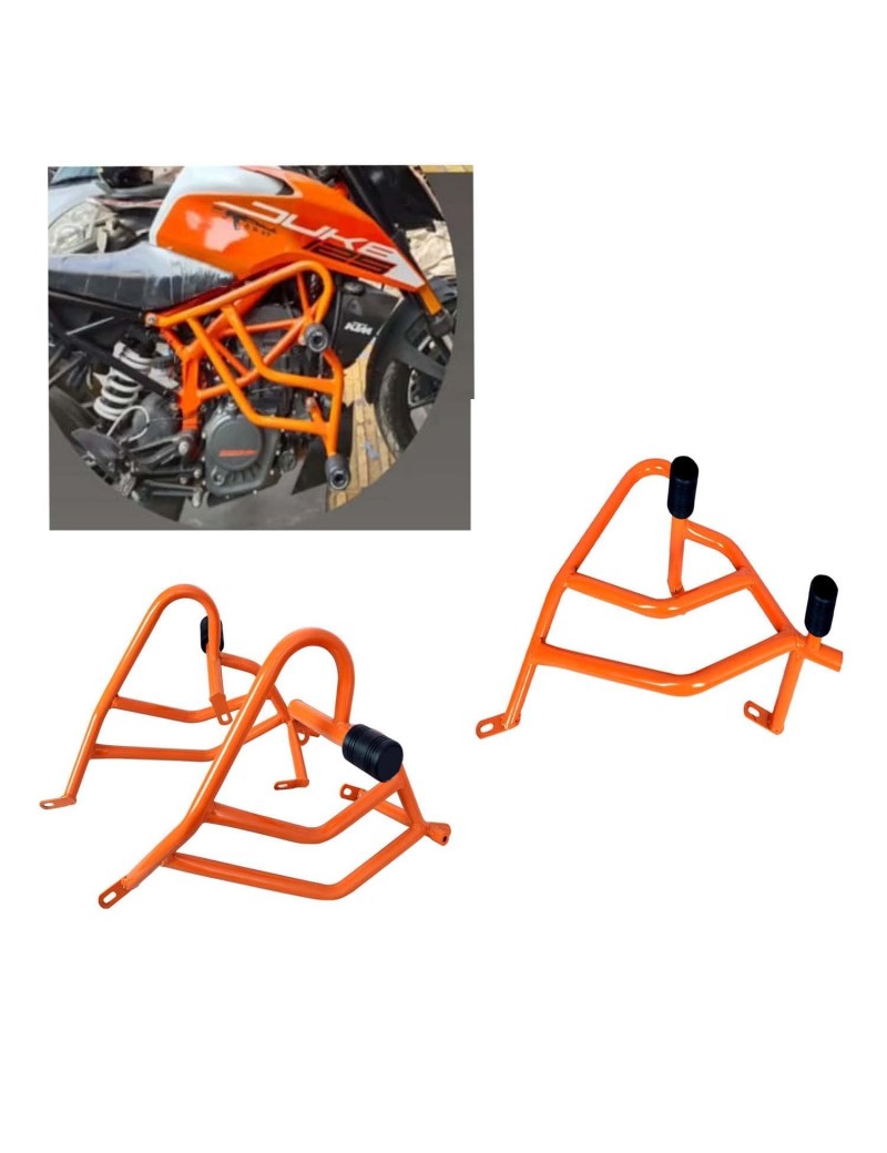 Acube Mart Heavy Metal Crash Guard for KTM Duke 125,250,390 Bs 4/6 with 4 Slider (Orange)