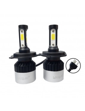 Acube Mart LIU HJG LED Car Headlight Bulbs H4 COB Chips White for bike and car (Pack of 2)