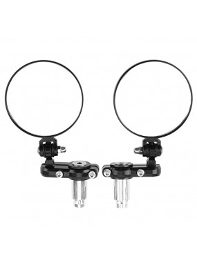Acube Mart Universal Round Bar End Side Rear View Convex Mirrors for Motorcycles & Bikes (Black, 2 PCS)
