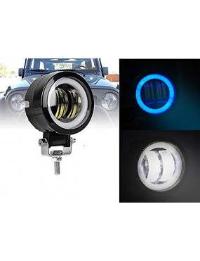 Acube Mart 3 Inch Round White Fog Light with blue Halo Angel Eye Ring for Bike Motorcycle Car & Off Road SUV (20W, 2 Pcs)