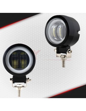 Acube Mart 3 Inch Round White Fog Light with Red Halo Angel Eye Ring for Bike Motorcycle Car & Off Road SUV (20W, 2 Pcs)