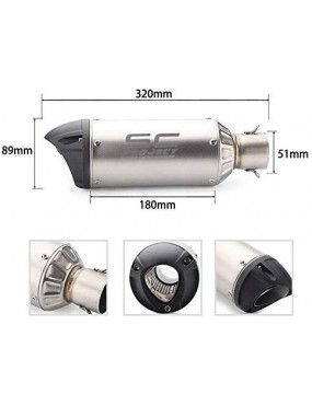 Acube Mart SC project exhaust wuth muffler cap (silver) universal for all bike