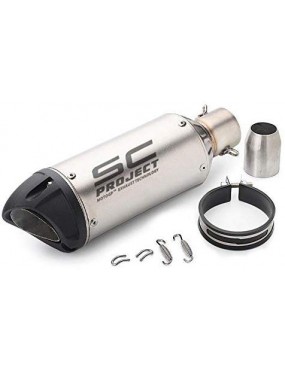 Acube Mart SC project exhaust wuth muffler cap (silver) universal for all bike