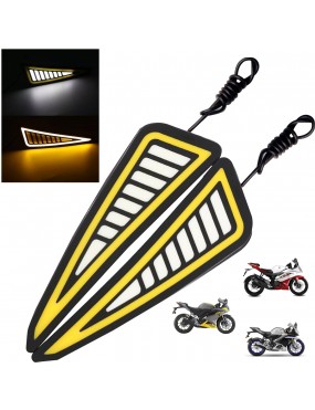 Acube Mart R15 V2 / V3 / V4 & M and for all bike Waterproof Flexible Strip Rear DRL Light with Running LED Indicator For Yamaha R15 All Model Bikes (White-Amber)