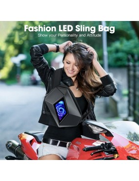 Acube Mart Sling Bag with LED Display, Hard Shell Waist Bag Black, riding Sling Bag