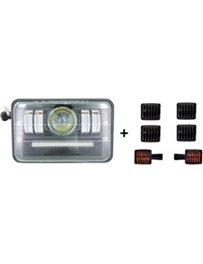 Acube Mart LED Headlight Hi/Low Beam With 3 Mode Red and Blue Flashing For Hero Splendor Plus, Splendor Pro, Splendor with Splendor indicator grill set