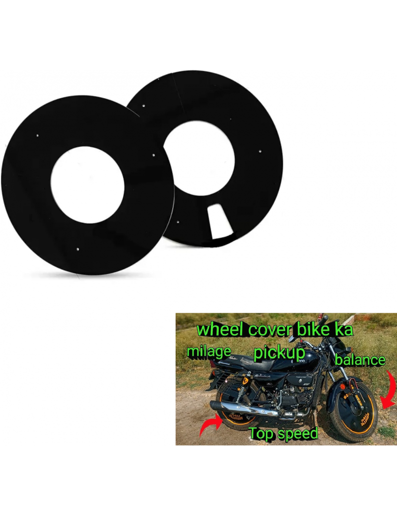 Acube Mart Acrylic WHEEL DISC cover for 18inch wheel, splendor/bullet/rx100 etc black 18A-1