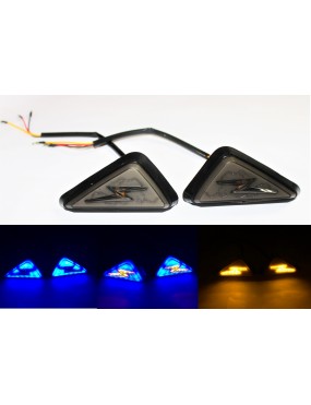 Acube mart Universal Triangle thunder Flush Mount LED with drl Turn Signals Blinker, color yellow ,blue  2pc