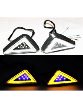 Acube mart Universal Triangle Flush Mount LED indicator with drl 2pc (yellow/blue)