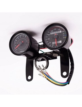 Acube Mart Universal Motorcycle LED Dual Odometer Speedometer Tachometer Speedo Twin Meter