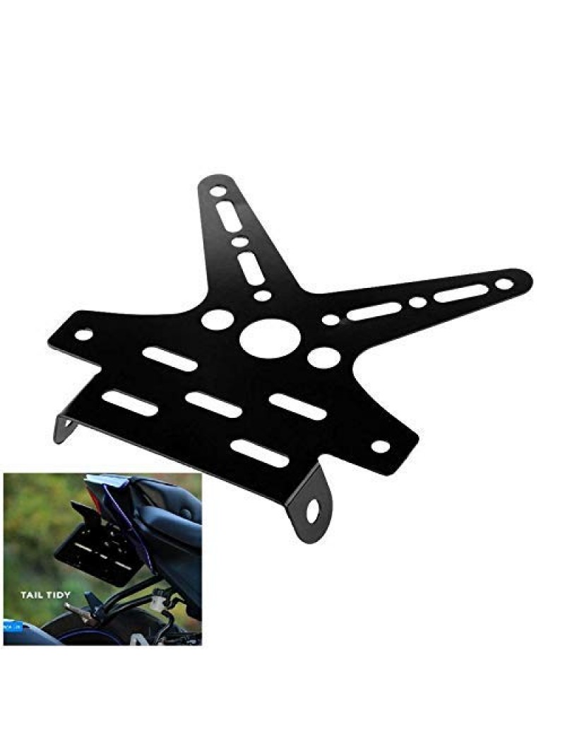 Acube Mart Motorcycle Bike Number License Plate Adjustable Aluminum Alloy Holder Mount Bracket (Black)